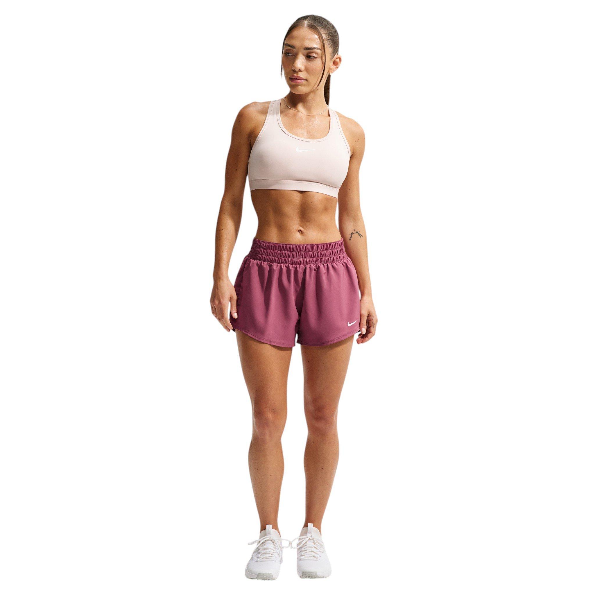 Nike Women's One Dri-FIT Mid-Rise 3" Brief-Lined Shorts - Dark Pink - DARK PINK